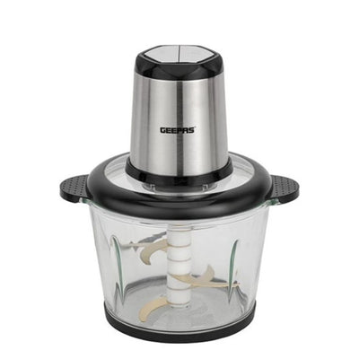 Geepas 3L Electric Multi Chopper – 500W Food Processor with 4 Stainless Steel Blades, 2 Speed Settings & Detachable Design – Chops Meat, Vegetables, Fruits – Black & Silver - Damoo