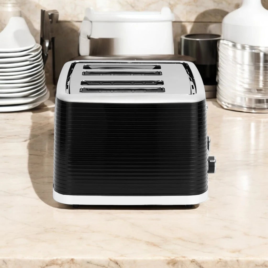 Geepas 4-Slice Bread Toaster – 1360-1600W, Adjustable Browning Control, Removable Crumb Tray, Defrost, Reheat, Cancel Function, Self-Centering Slots, Independent 2-Slice Operation – Black - GBT36537N - Damoo