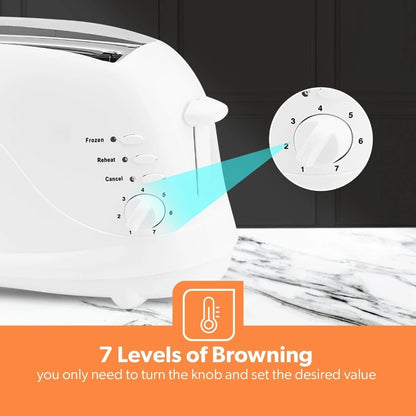 GEEPAS 4-Slice Bread Toaster GBT9895 – 1100W, 7 Browning Levels, Cancel/Defrost/Reheat Functions, Removable Crumb Tray, Cord Storage – White - Damoo