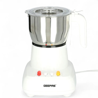 Geepas 600W Food Processor with 300g Capacity – Stainless Steel Bowl, 2-Speed Piano Button, Overheat Protection – Perfect for Coffee Beans, Spices, Nuts – White/Silver - GCG286N - Damoo
