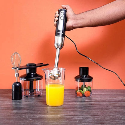 Geepas 600W Hand Blender – 2-Speed with 8 Variable Speed Dial | Stainless Steel Blade, Whisk, Chopper & Coffee Grinder | Multi-Purpose Blender for Smoothies, Sauces & Baby Food – Black - Damoo