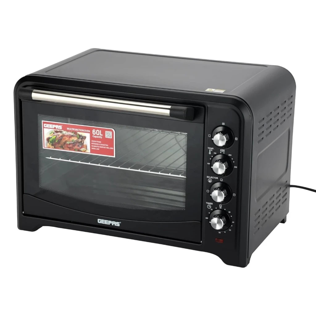 Geepas 60L Electric Oven with Rotisserie & Convection, 2200W Power, 60-Min Timer with Bell, Grill Function, Multi-Cooking Modes - GO4401N - Damoo