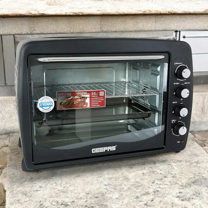 Geepas 60L Electric Oven with Rotisserie & Convection, 2200W Power, 60-Min Timer with Bell, Grill Function, Multi-Cooking Modes - GO4401N - Damoo