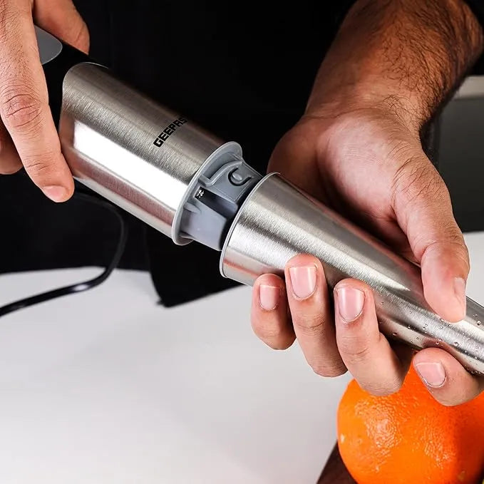 Geepas 700W Stainless Steel Hand Blender – 2-Speed Control, Powerful Motor, Mill Grinder Attachment, Ergonomic Design – GHB5468 - Damoo