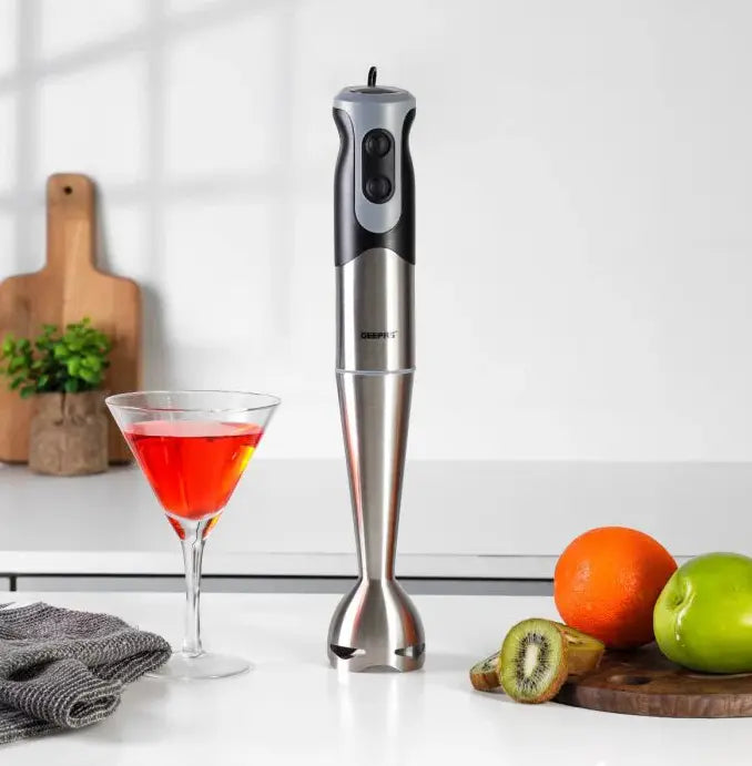 Geepas 700W Stainless Steel Hand Blender – 2-Speed Control, Powerful Motor, Mill Grinder Attachment, Ergonomic Design – GHB5468 - Damoo