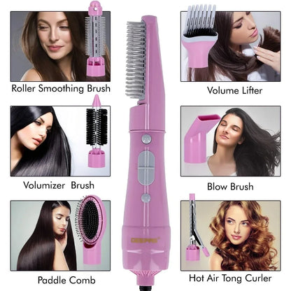 Geepas 8-in-1 Hot Air Hair Styler – 750W, 2 Speed Settings, Overheat Protection, Cool Function, 360° Swivel Cord – Hair Dryer, Curler, Volumizer, Straightener – Salon-Quality Styling at Home - GH731 - Damoo