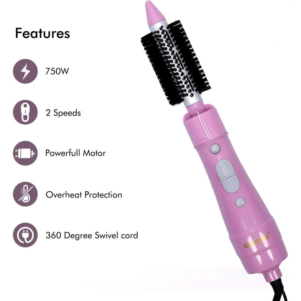 Geepas 8-in-1 Hot Air Hair Styler – 750W, 2 Speed Settings, Overheat Protection, Cool Function, 360° Swivel Cord – Hair Dryer, Curler, Volumizer, Straightener – Salon-Quality Styling at Home - GH731 - Damoo