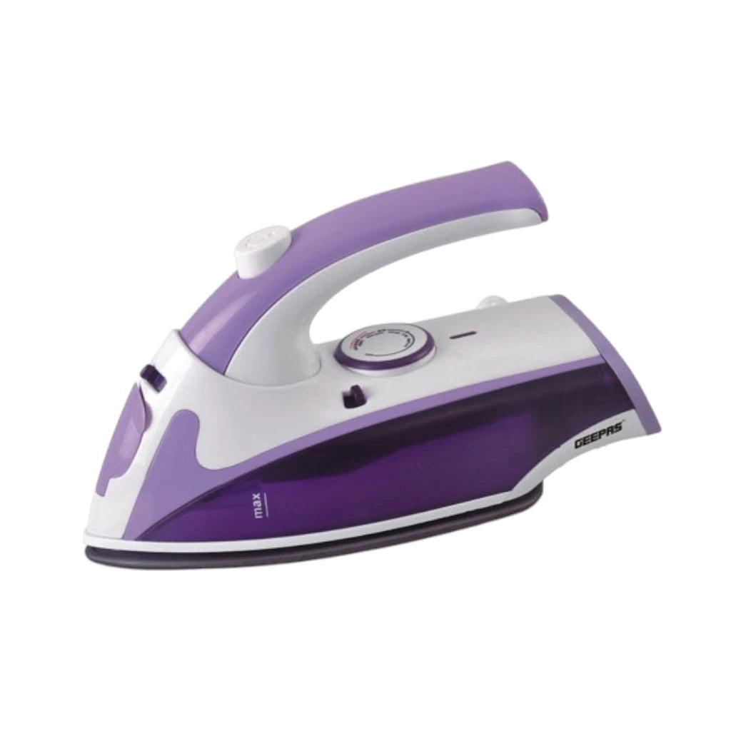 Geepas 800W Travel Iron with Foldable Handle – Non-Stick Soleplate, Adjustable Thermostat, Transparent Water Tank, Lightweight Design – GSI7805 - Damoo
