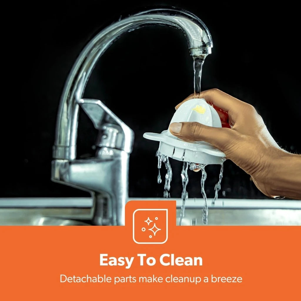 Geepas Electric Citrus Juicer – 1.2L Capacity, Dual Press Cones, Bi-Directional Rotation, 25W Motor – Quick & Easy Juicing for Oranges, Lemons, and More – White - GCJ5384 - Damoo