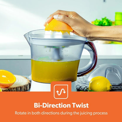 Geepas Electric Citrus Juicer – 1.2L Capacity, Dual Press Cones, Bi-Directional Rotation, 25W Motor – Quick & Easy Juicing for Oranges, Lemons, and More – White - GCJ5384 - Damoo