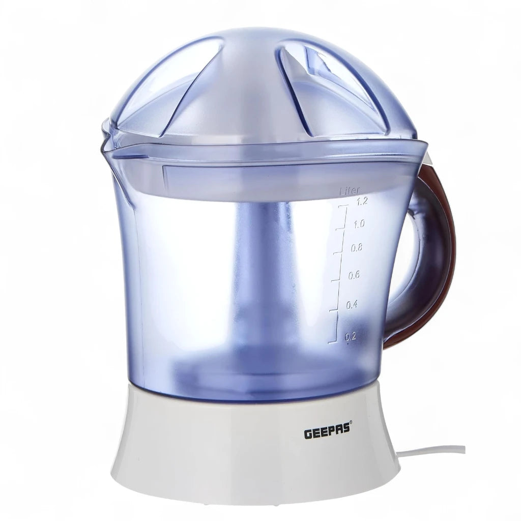 Geepas Electric Citrus Juicer – 1.2L Capacity, Dual Press Cones, Bi-Directional Rotation, 25W Motor – Quick & Easy Juicing for Oranges, Lemons, and More – White - GCJ5384 - Damoo