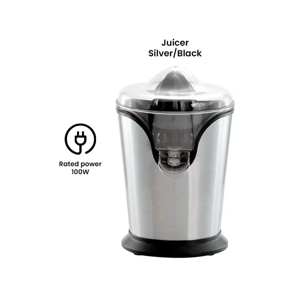 Geepas Electric Citrus Juicer – Stainless Steel Orange & Lemon Juicer with Anti-Drip Spout, Dishwasher-Safe Parts, Quiet Motor, 100W , Compact Design for Freshly Squeezed Fruit Juice – GCJ46013UK – Silver - Damoo