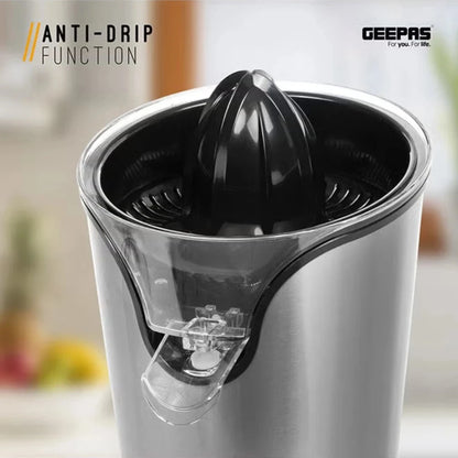 Geepas Electric Citrus Juicer – Stainless Steel Orange & Lemon Juicer with Anti-Drip Spout, Dishwasher-Safe Parts, Quiet Motor, 100W , Compact Design for Freshly Squeezed Fruit Juice – GCJ46013UK – Silver - Damoo