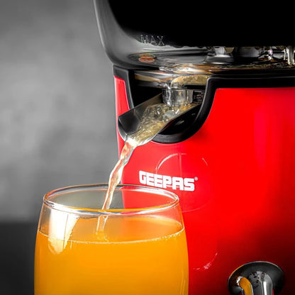 Geepas Electric Citrus Juicer – Stainless Steel Orange, Lemon & Lime Juicer with Anti-Drip Spout, Quiet Motor, Whole Fruit Processing, 100 W , 1L Capacity, Easy to Clean, Compact Design –  GCJ46021 – Red - Damoo