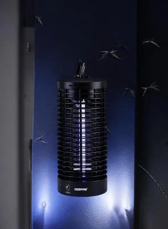 Geepas Electric Insect Killer Bug Zapper 6W - GBK1149 – Safe, Non-Toxic Mosquito & Fly Eliminator – Portable & Efficient – Quiet, Baby-Friendly Mosquito Trap with Camping Lantern (Black) - Damoo