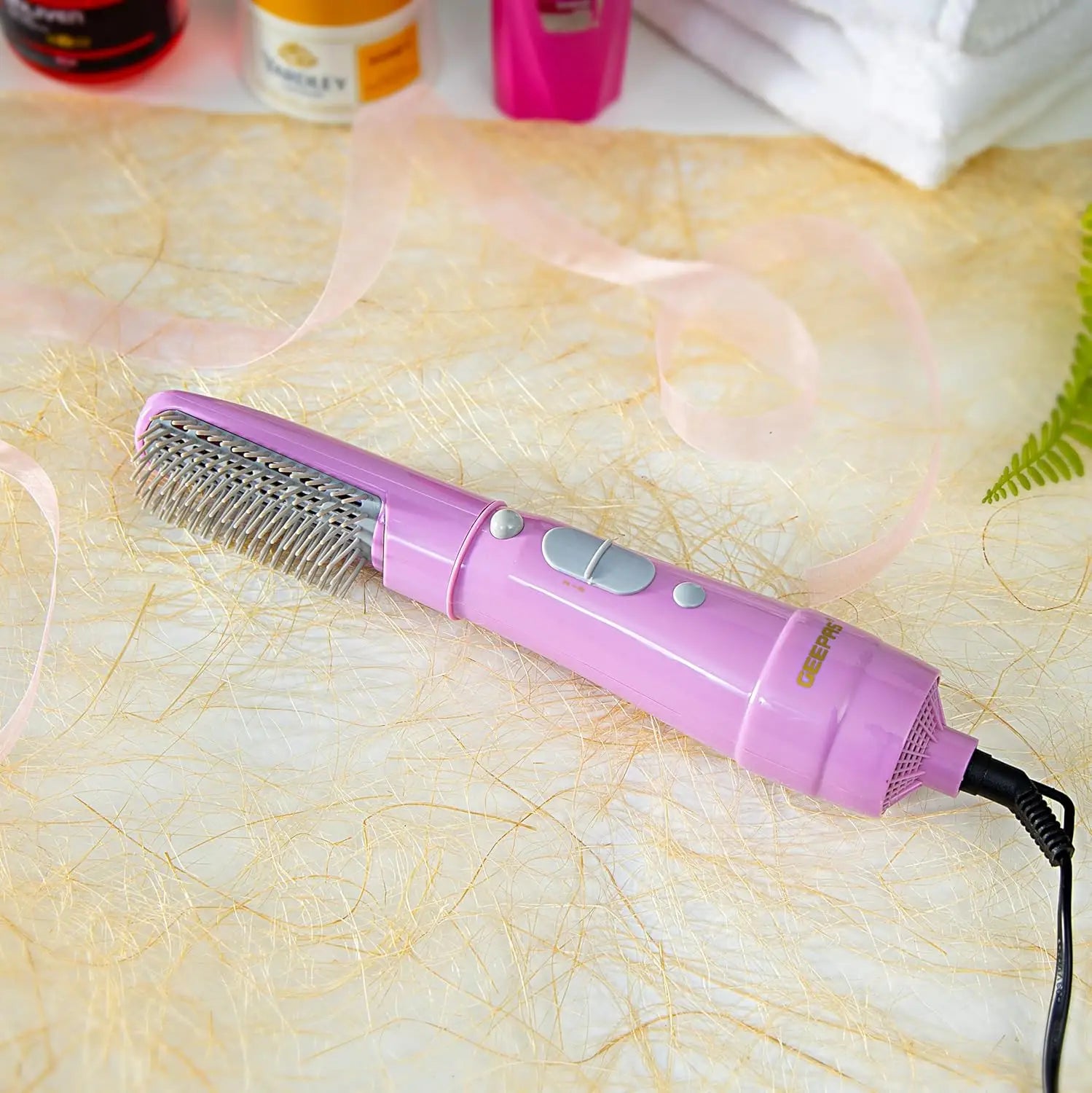 Geepas Hair Styler with Blow Brush GH713, 2 Speed Settings, Overheat Protection, Cool Function, 750W, 360° Swivel Cord – Pink - Damoo