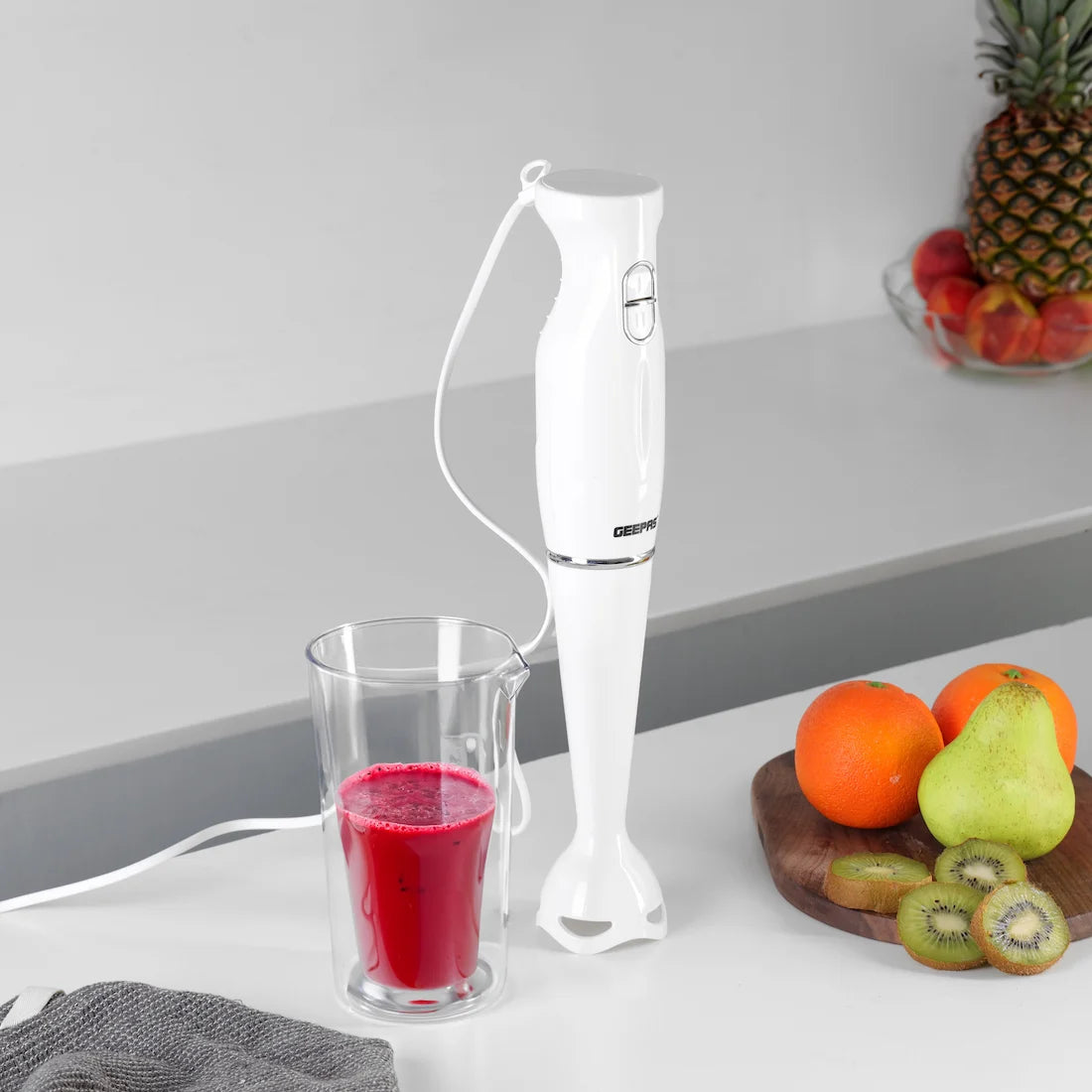 Geepas Hand Blender 200W with 2-Speed Control, Stainless Steel Blade & Detachable Stick | Low Noise Motor | Ideal for Smoothies, Baby Food & Milkshakes – GHB6143 - Damoo