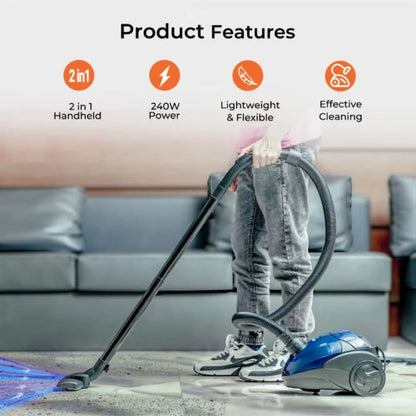 Geepas Handheld & Stick Vacuum Cleaner | 1.5L Capacity, Cyclonic Filtration,  1400W , Dust Full Indicator, Low Noise | Lightweight & Compact, Corded Electric for All Floors - GVC2595 - Damoo