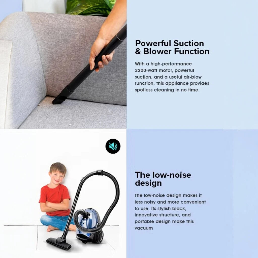 Geepas Handheld & Stick Vacuum Cleaner | 1.5L Capacity, Cyclonic Filtration,  1400W , Dust Full Indicator, Low Noise | Lightweight & Compact, Corded Electric for All Floors - GVC2595 - Damoo