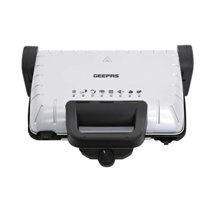 Geepas Multifunction Grill Maker – 1600W Non-Stick Sandwich & BBQ Grill with Adjustable Thermostat, Detachable Plates, Overheat Protection & Vertical Storage – Silver - GGM5458 - Damoo
