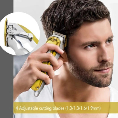 Geepas Professional Digital Hair Clipper – LCD Display, Cordless, 4 Adjustable Blades & Combs, 2500mAh Rechargeable Battery, Gold Finish - GTR57502 - Damoo