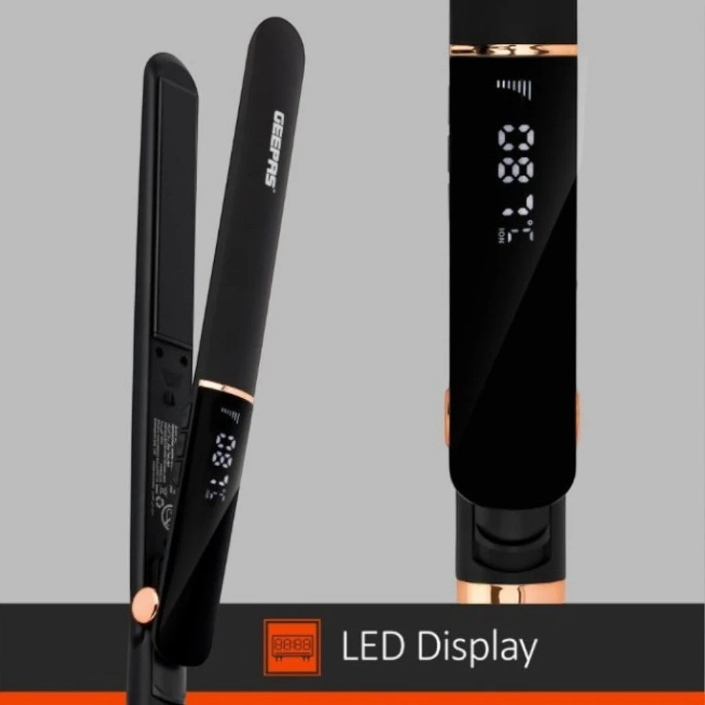 Geepas Professional Digital Hair Straightener – 150°C to 230°C Adjustable, LED Display, Ceramic Coated Plates, Auto Shut-Off, 360° Swivel Cord – Perfect for All Hair Types - GHS86003NV - Damoo