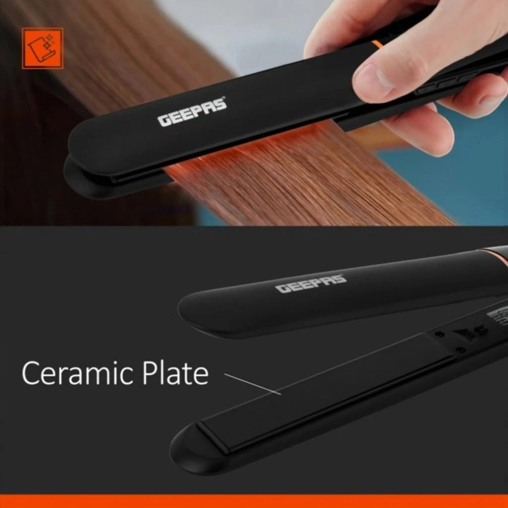 Geepas Professional Digital Hair Straightener – 150°C to 230°C Adjustable, LED Display, Ceramic Coated Plates, Auto Shut-Off, 360° Swivel Cord – Perfect for All Hair Types - GHS86003NV - Damoo