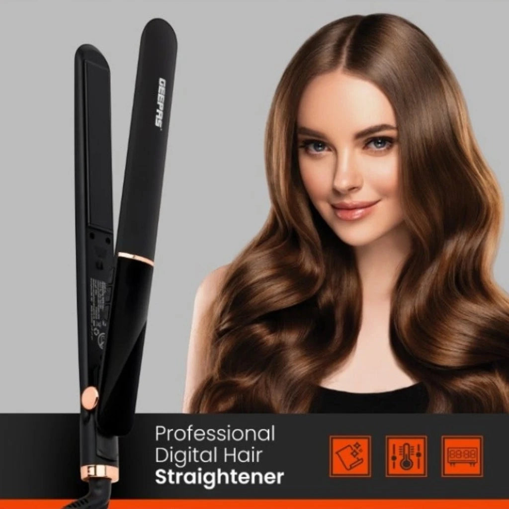 Geepas Professional Digital Hair Straightener – 150°C to 230°C Adjustable, LED Display, Ceramic Coated Plates, Auto Shut-Off, 360° Swivel Cord – Perfect for All Hair Types - GHS86003NV - Damoo