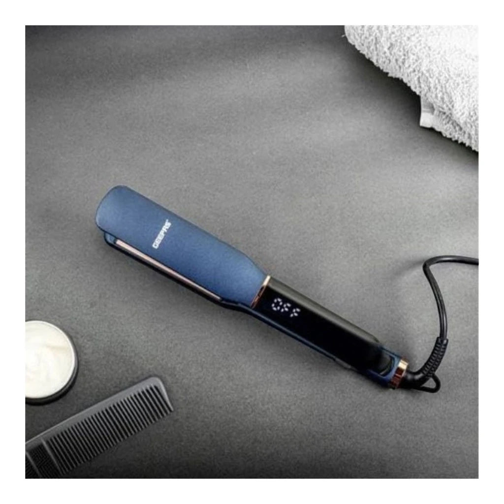 Geepas Professional Digital Hair Straightener – 70W, Slim Design, 10 Temperature Settings (140-230°C), Ceramic Coated Plates, Lockable Handle, Auto Shut-Off, 360° Swivel Cord – Blue - GHS86076 - Damoo
