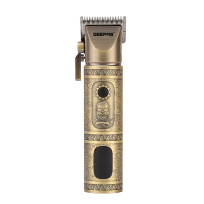 Geepas Professional Hair & Beard Clipper – Corded/Cordless, Fast Charging, 200 Minutes Runtime, 6 Guide Combs, LED Display, Gold Finish, 3.7V Motor - GTR56030 - Damoo