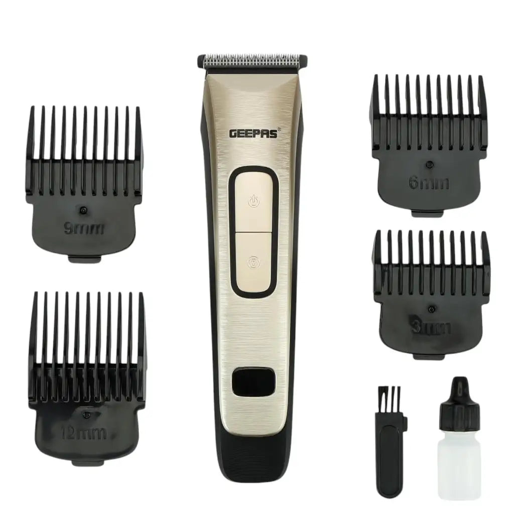Geepas Rechargeable Cordless Hair & Beard Clipper – Precision Steel Blade, LED Display, Child Lock, 4 Comb Attachments, 50-Min Runtime, 1.5-Hour Fast Charge - GTR1383 - Damoo