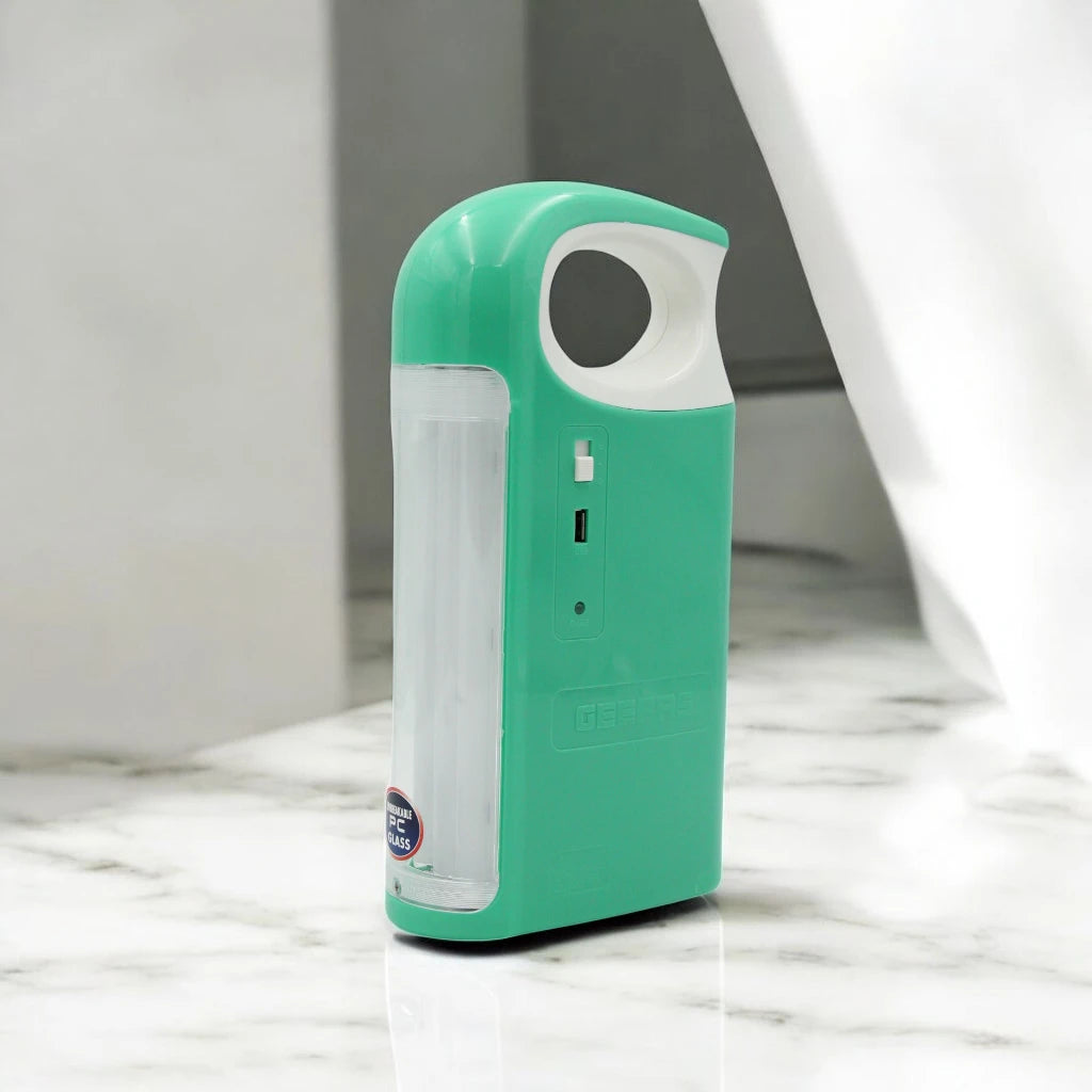 Geepas Rechargeable Emergency Lantern – Portable LED Light with 60 High-Brightness LEDs, Overcharge Protection, 6V Battery, Perfect for Indoor & Outdoor Use – green/White, GE53028 - Damoo