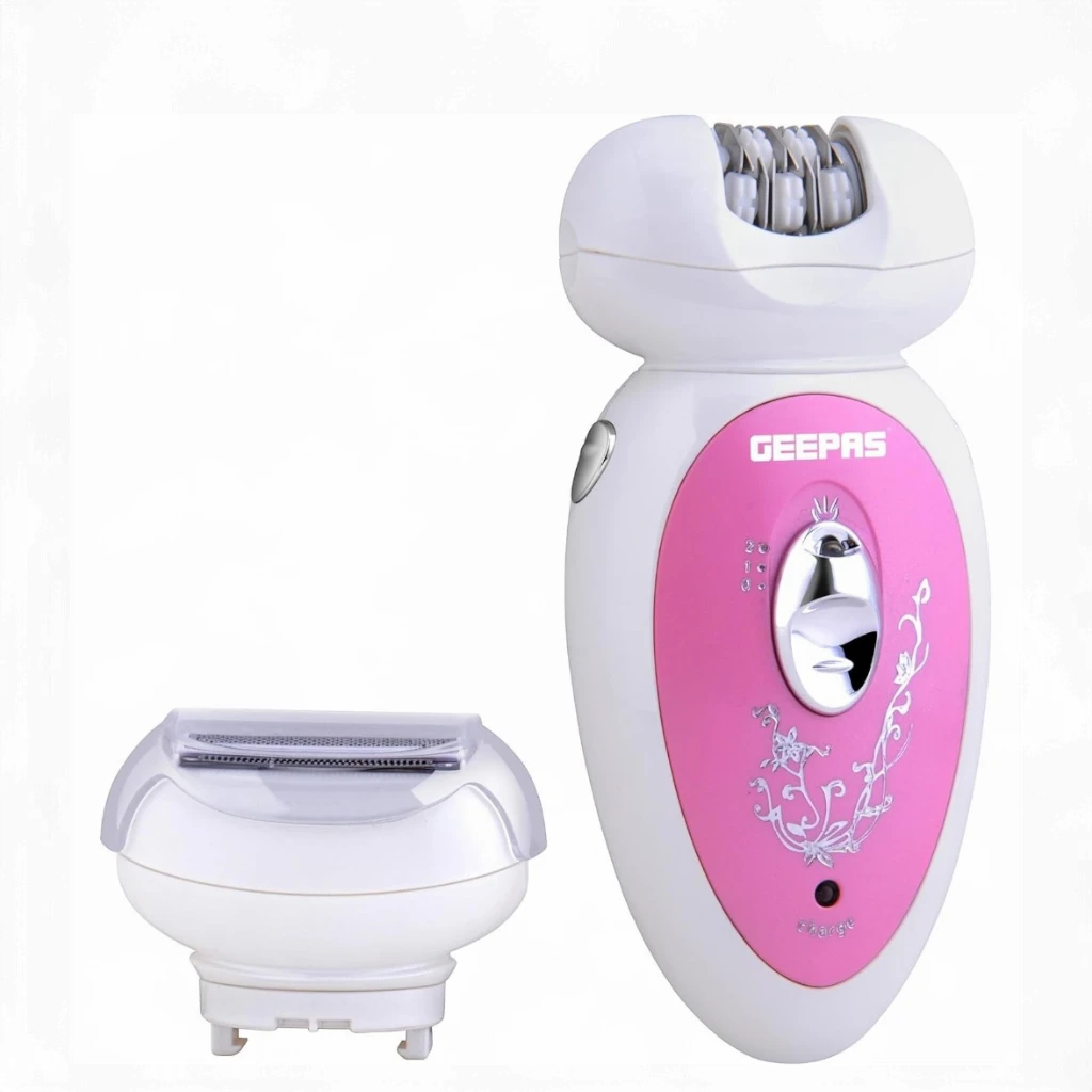 Geepas Rechargeable Epilator for Women GLS8679 – 2-in-1 Hair Remover with 3 Speed Settings, Hypoallergenic Blades, USB Charging, Pink - Damoo