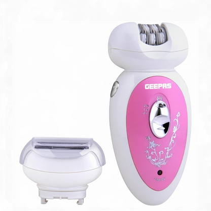Geepas Rechargeable Epilator for Women GLS8679 – 2-in-1 Hair Remover with 3 Speed Settings, Hypoallergenic Blades, USB Charging, Pink - Damoo
