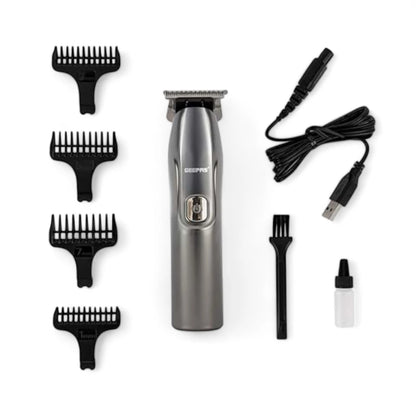 Geepas Rechargeable Hair and Beard Trimmer for Men – Cordless IPX7 Waterproof Grooming Tool with 1200mAh Battery, 180 Min Runtime, Detachable Blades & 4 Guide Combs – Ideal for Home and Salon Use - Damoo