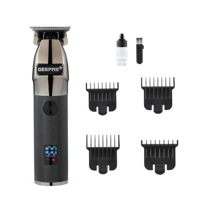 Geepas Rechargeable Hair Clipper for Men – Cordless Grooming Kit with LED Display, 2000mAh Lithium Battery, 120-Minute Runtime, USB Charging, Stainless Steel Blades & 4 Guide Combs - GTR56028 - Damoo