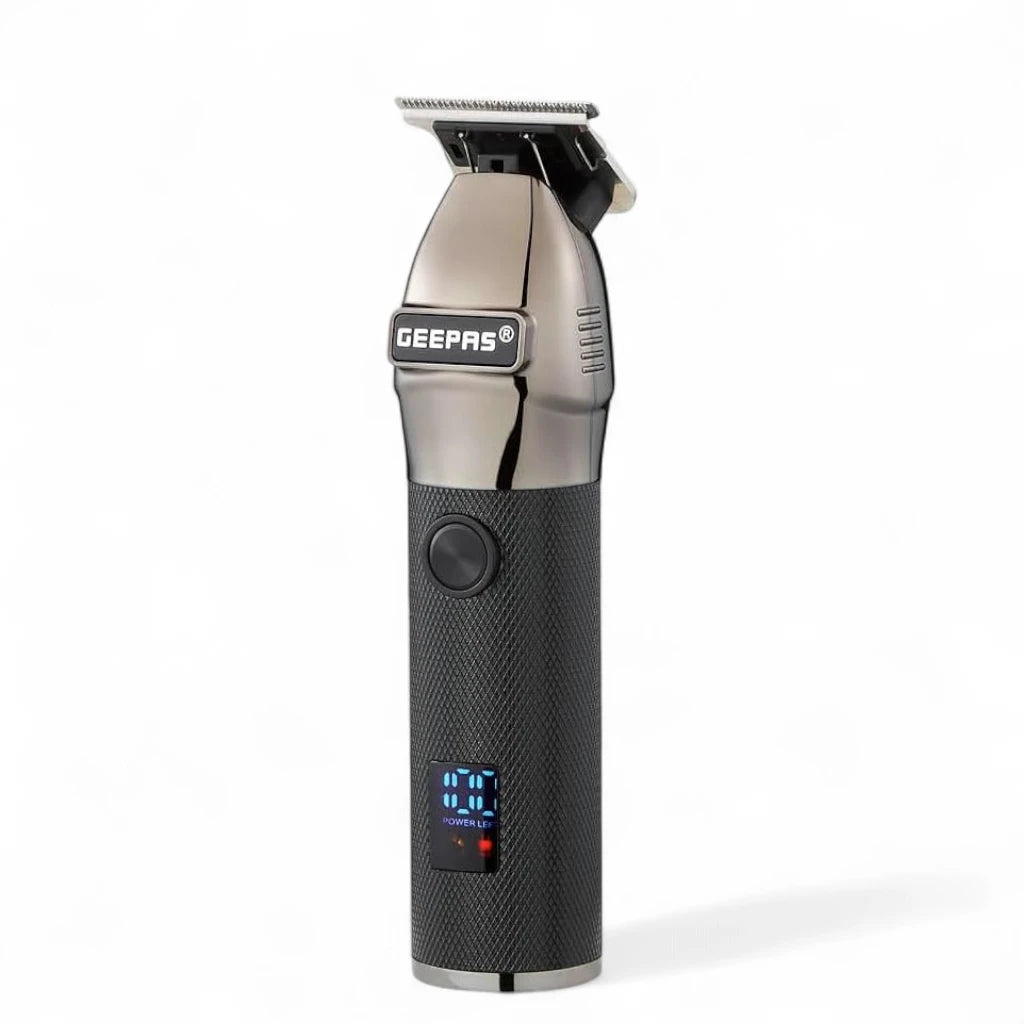 Geepas Rechargeable Hair Clipper for Men – Cordless Grooming Kit with LED Display, 2000mAh Lithium Battery, 120-Minute Runtime, USB Charging, Stainless Steel Blades & 4 Guide Combs - GTR56028 - Damoo