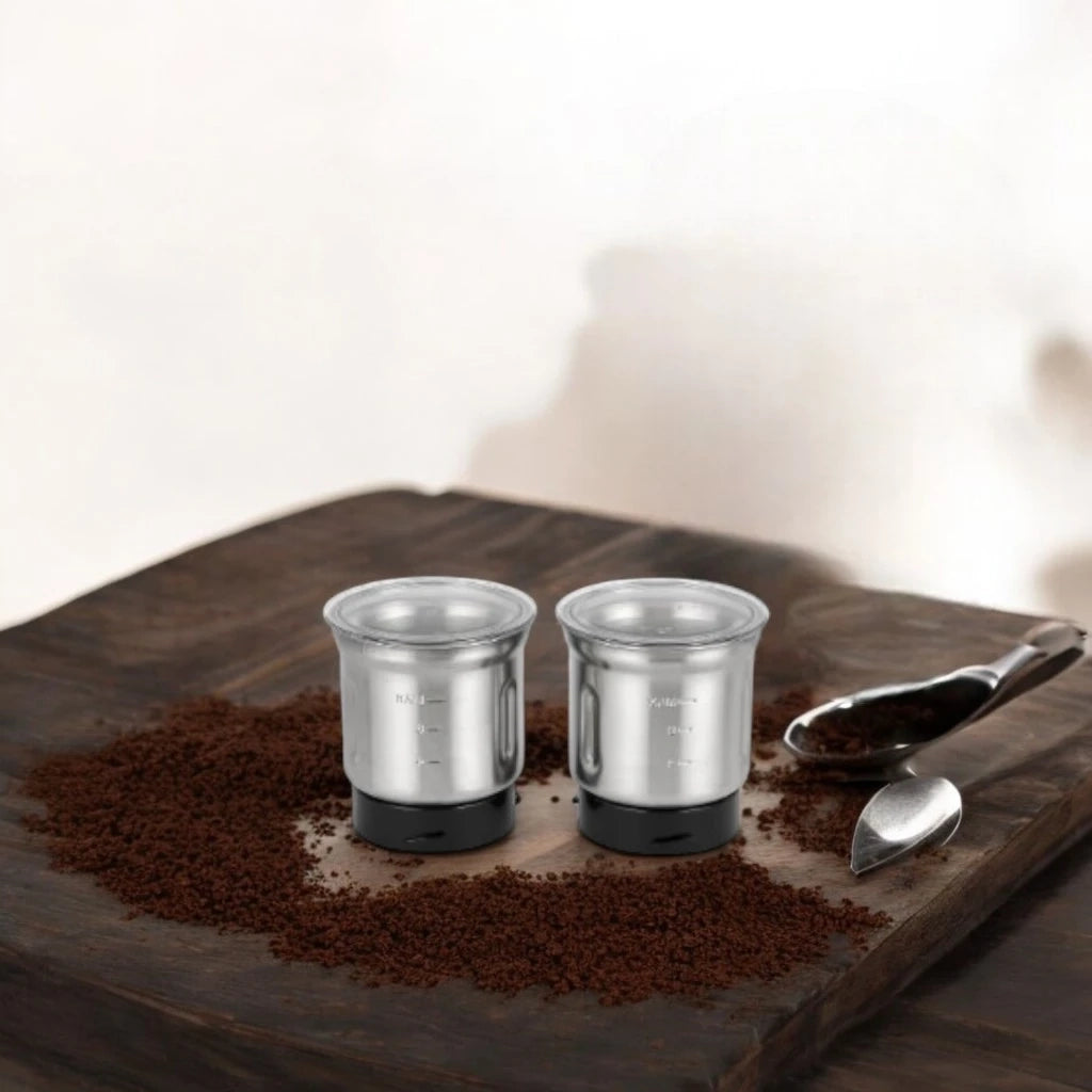 Geepas Stainless Steel Coffee Grinder – 200W, 2-in-1 Wet & Dry Jar, Overheat Protection, Stainless Steel Bowl & Blade, Transparent Lid - GCG41021 - Damoo