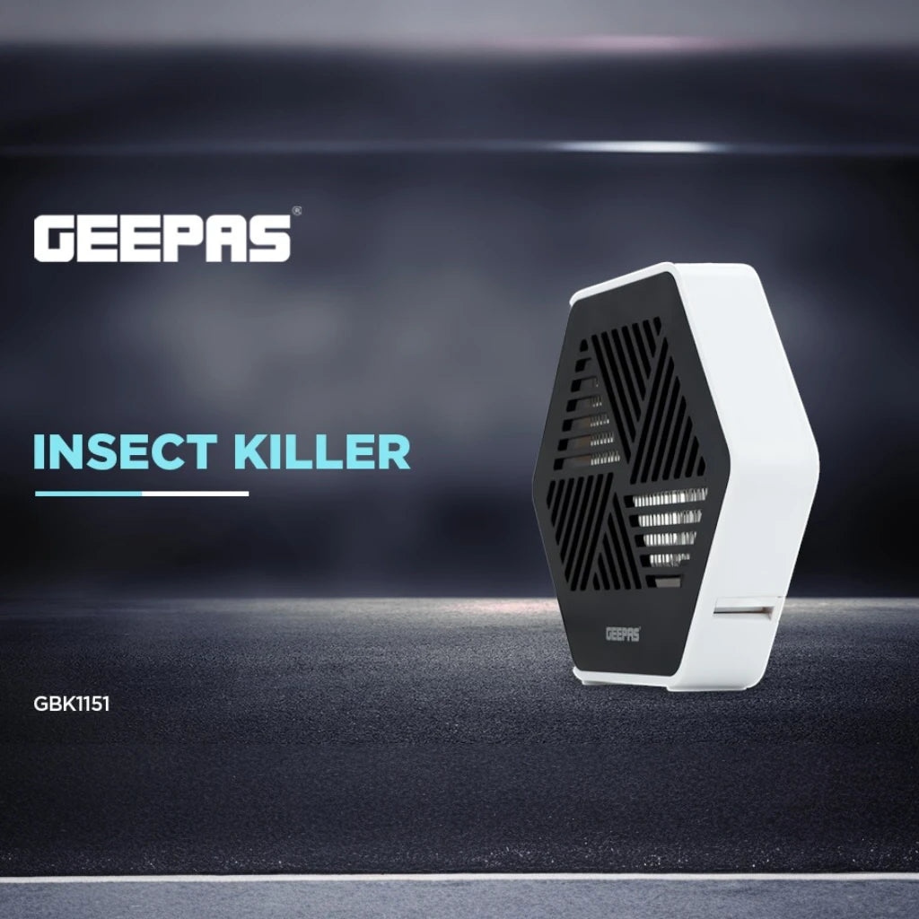 Geepas UV Mosquito & Insect Killer – 2x15W Tubes, Non-Toxic, Low Power Consumption, Rope On/Off Switch, Electric Fly Zapper for Indoor Use (White/Black, Alloy Steel) - GBK1151N - Damoo