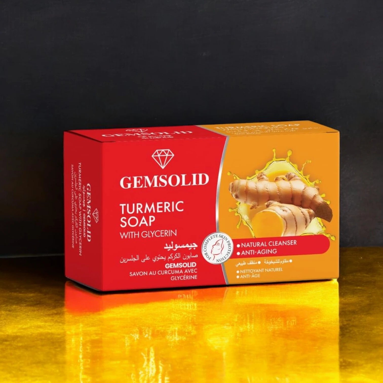 Gemsolid Turmeric Glycerin Soap 125g – Natural Anti-Aging Cleanser for Healthy, Radiant Skin - Damoo