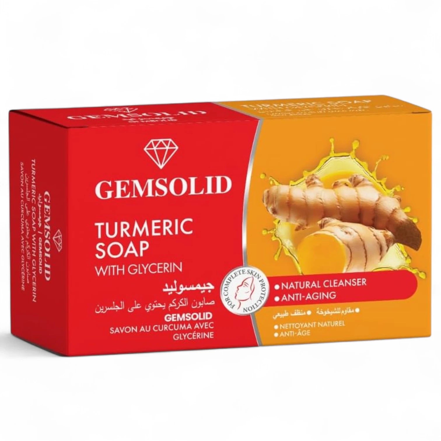 Gemsolid Turmeric Glycerin Soap 125g – Natural Anti-Aging Cleanser for Healthy, Radiant Skin - Damoo