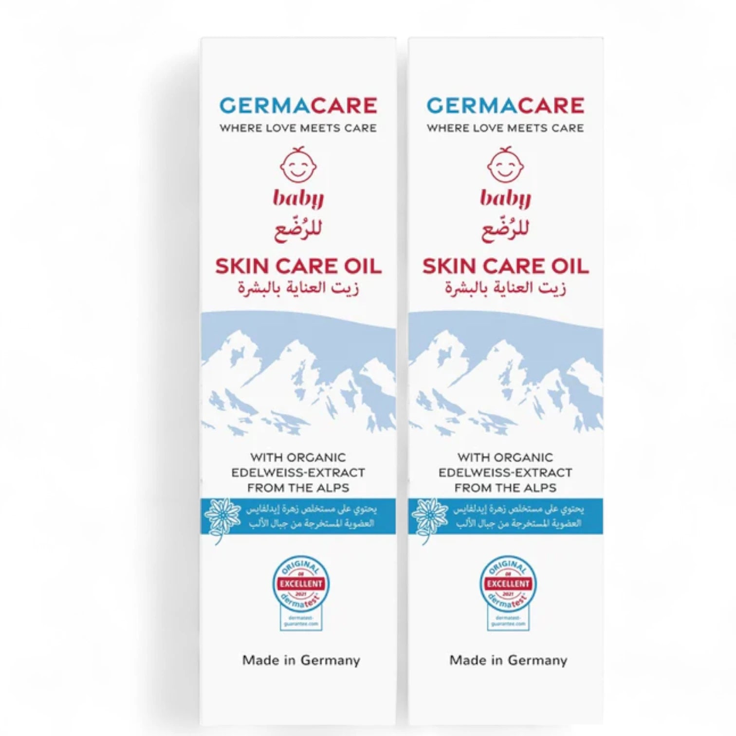 GermaCare Baby Skin Care Oil – 2 x 150ml | With Organic Edelweiss, Argan & Almond Oils | Nourishing, Hypoallergenic & Gentle for Sensitive Baby Skin - Damoo