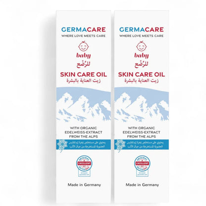 GermaCare Baby Skin Care Oil – 2 x 150ml | With Organic Edelweiss, Argan & Almond Oils | Nourishing, Hypoallergenic & Gentle for Sensitive Baby Skin - Damoo