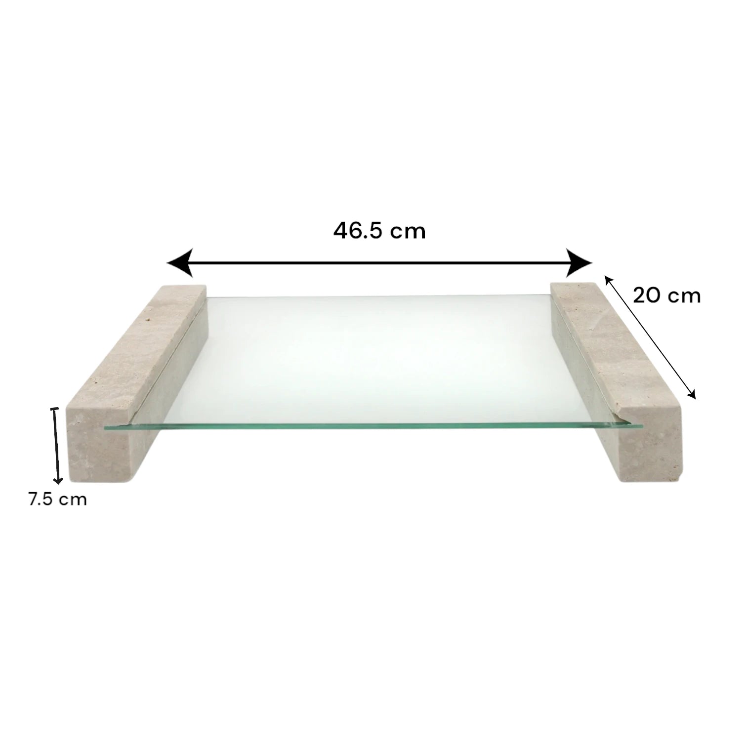 Glass Decorative Serving Stand with Marble Edges & Legs – Clear Countertop Tray for Kitchen, Bathroom, Vanity, or Living Room - Sleek & Multi-Purpose Accent Board - Damoo