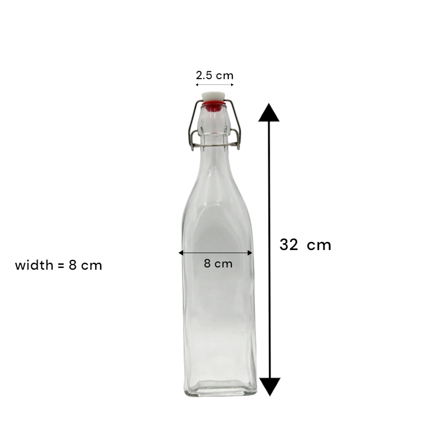 Glass Swing Top Bottle – Reusable Airtight Storage Bottle for Oil, Vinegar, Water, Juices & Beverages – Leak-Proof Flip Cap – Elegant Square Design for Home & Kitchen - Damoo