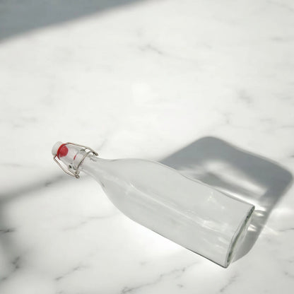 Glass Swing Top Bottle – Reusable Airtight Storage Bottle for Oil, Vinegar, Water, Juices & Beverages – Leak-Proof Flip Cap – Elegant Square Design for Home & Kitchen - Damoo