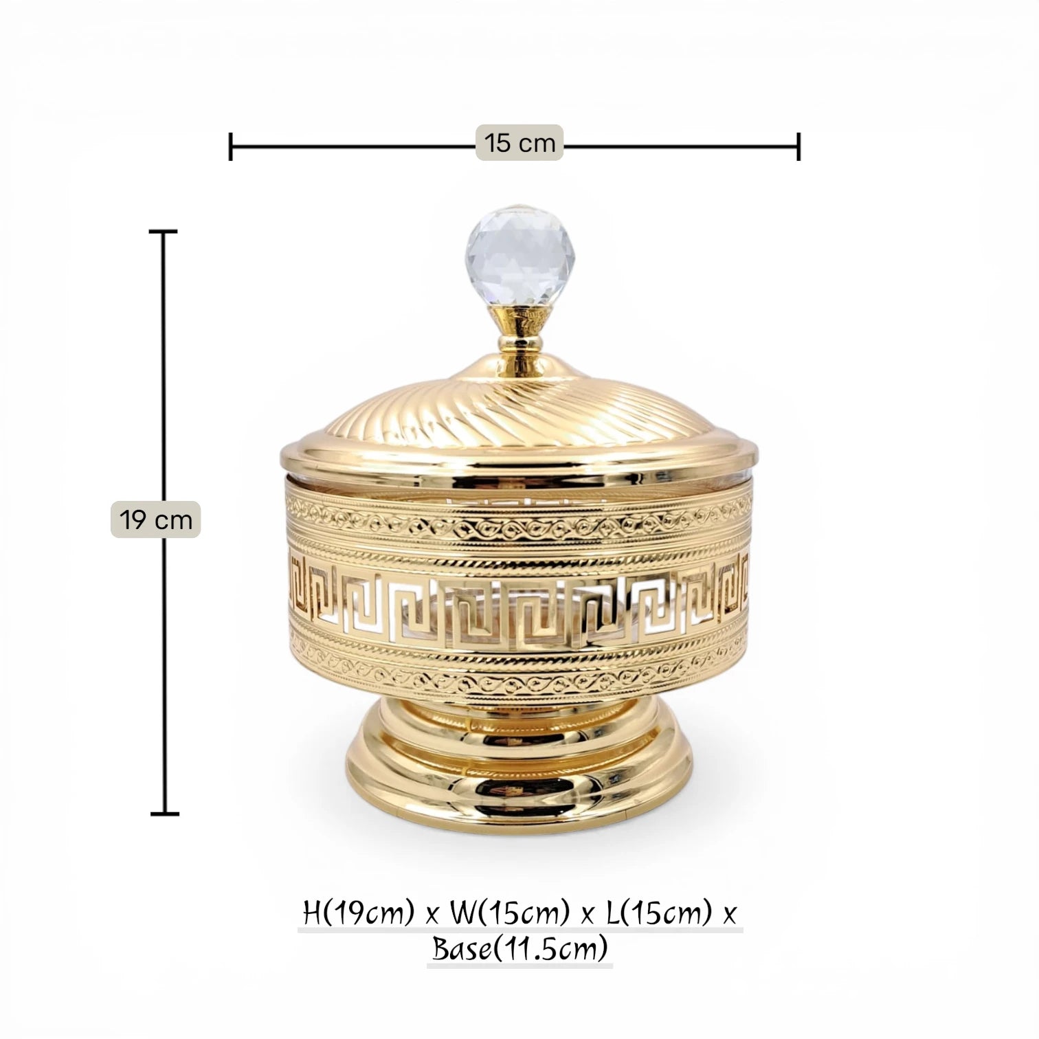 Decorative Metal Serving Bowl with Lid European Style Gold Finish Multi-Use Fruit Snack Storage Jar - Multi sizes - Damoo