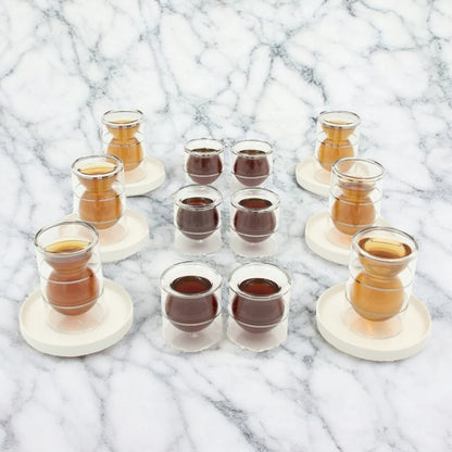Golden Touch – 18 Pcs Double-Walled Tea Set with Elegant Hourglass Shape | Minimalist & Heat-Resistant Glass Design (Twin Bands) - Damoo