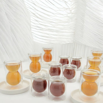 Golden Touch – 18 Pcs Heat-Resistant Double-Walled Borosilicate Glass Tea Set with Elegant Hourglass Shape | Plain - Damoo