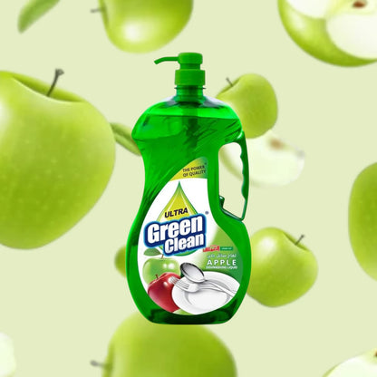 Green Clean Apple Dishwashing Liquid – 1800ml Family-Size | High-Concentration Formula, Tough Grease Removal, Easy-Pour Bottle, Fresh Apple Scent - Damoo